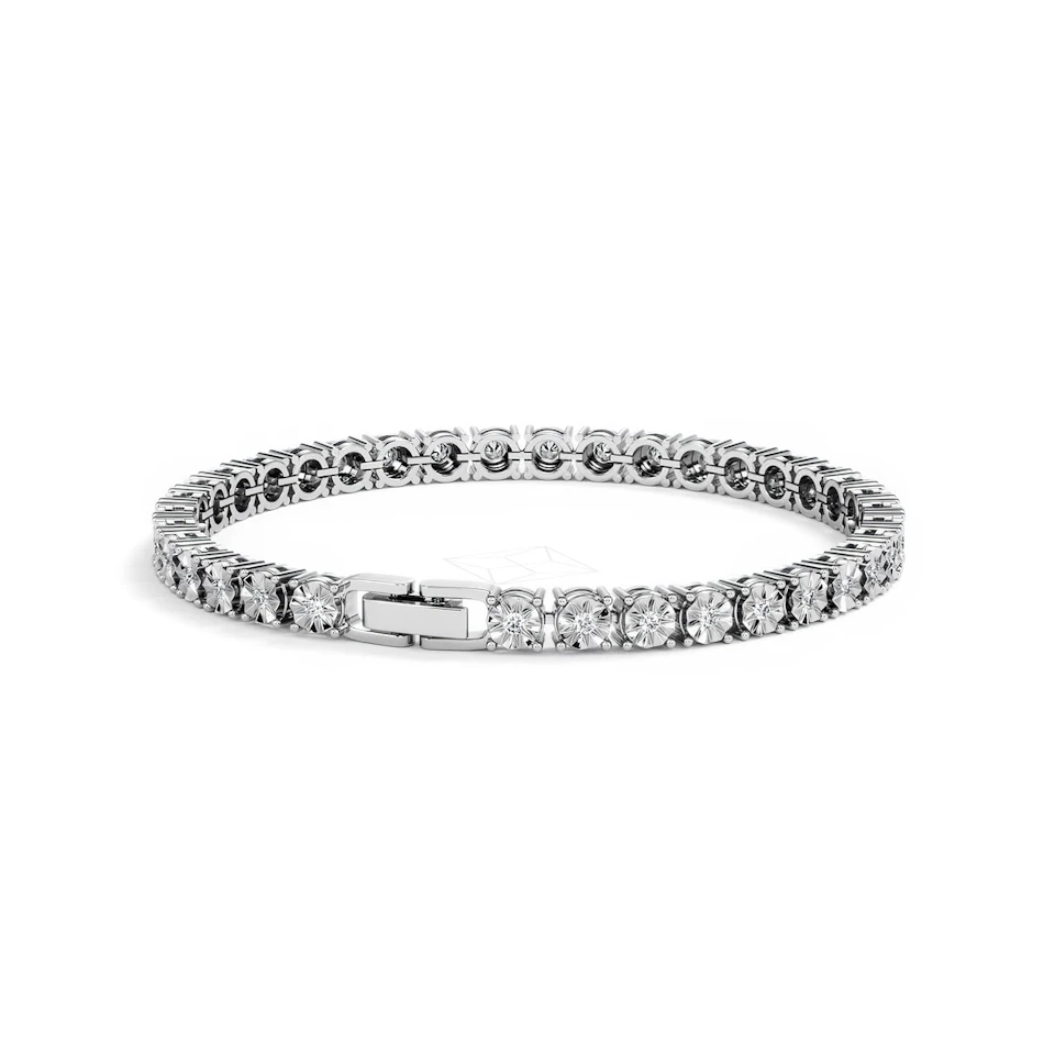 Mens Lab Diamond 1.00ct Tennis Bracelet in 925 Silver