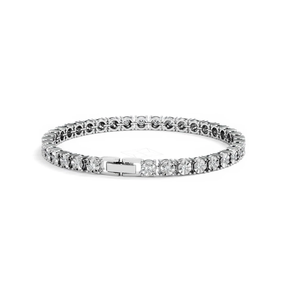 Mens Lab Diamond 1.00ct Tennis Bracelet in 925 Silver