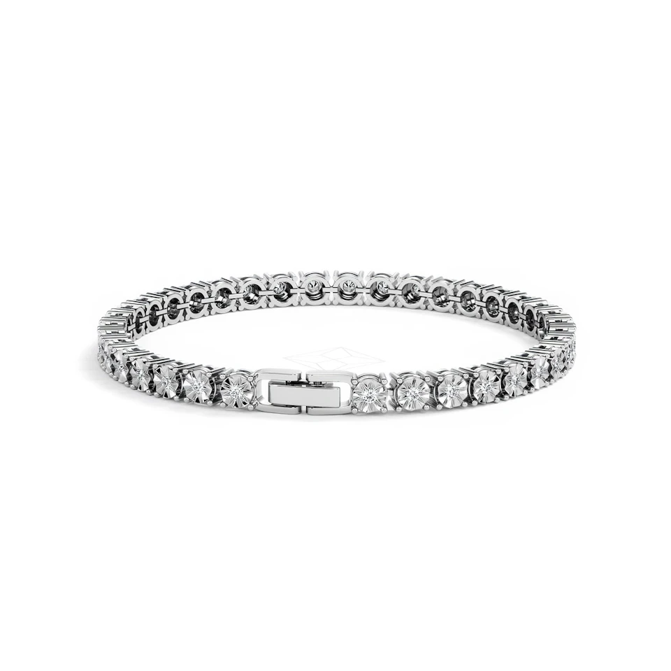 Mens Lab Diamond 1.00ct Tennis Bracelet in 925 Silver