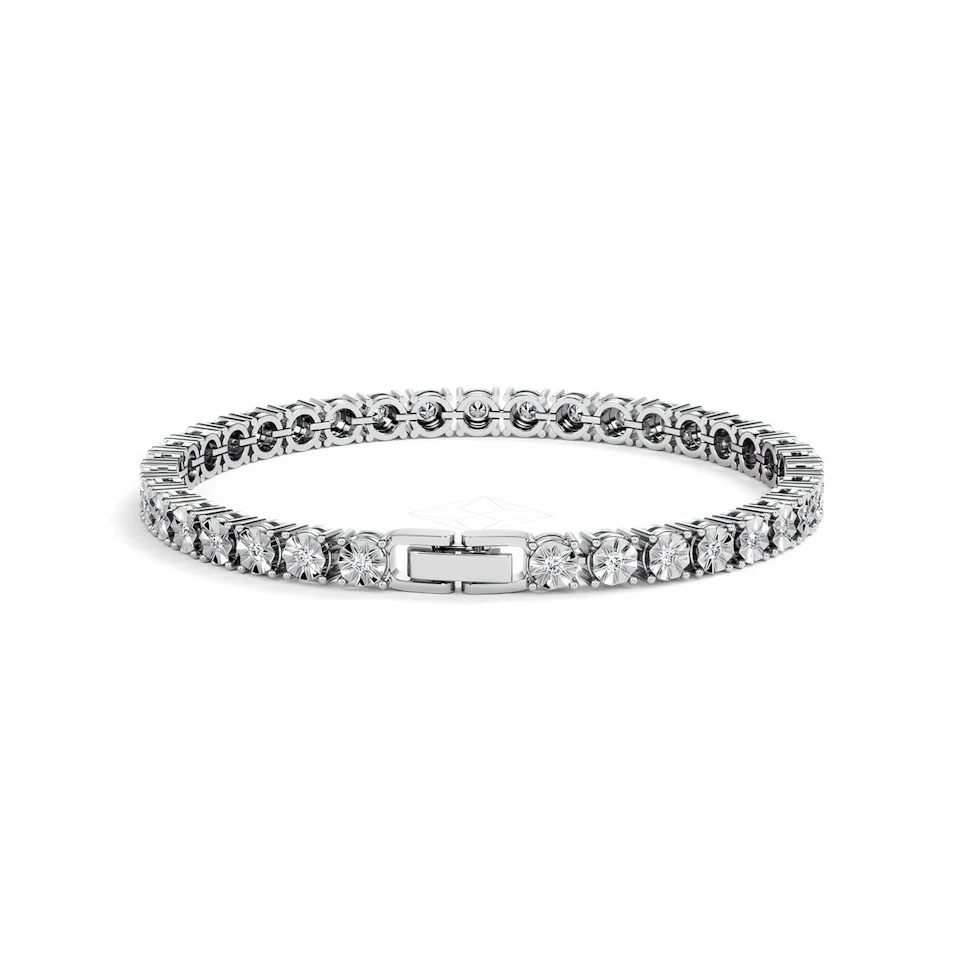 Mens Lab Diamond 1.00ct Tennis Bracelet in 925 Silver