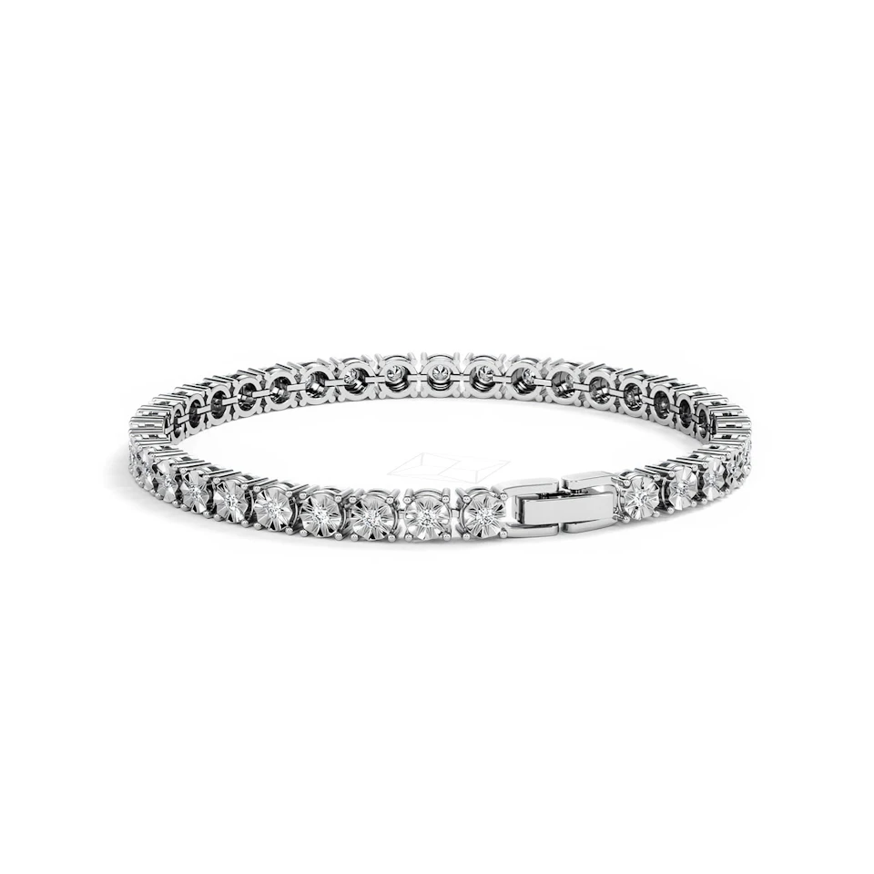Mens Lab Diamond 1.00ct Tennis Bracelet in 925 Silver