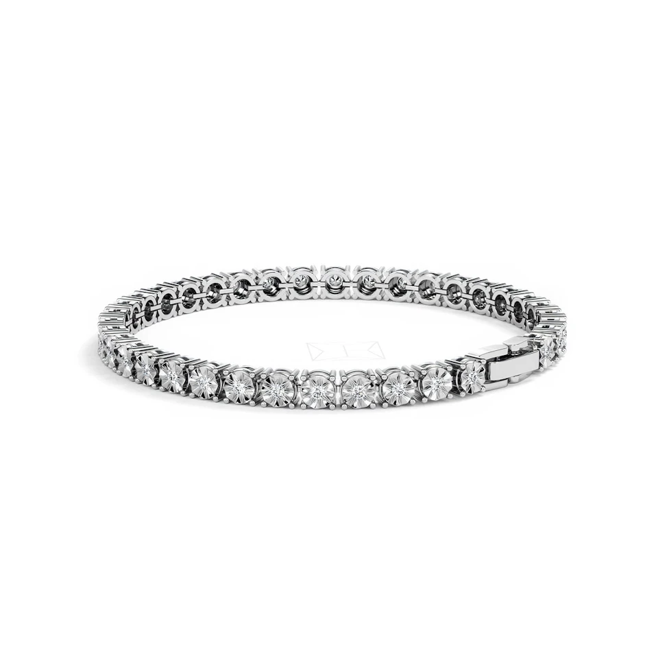 Mens Lab Diamond 1.00ct Tennis Bracelet in 925 Silver