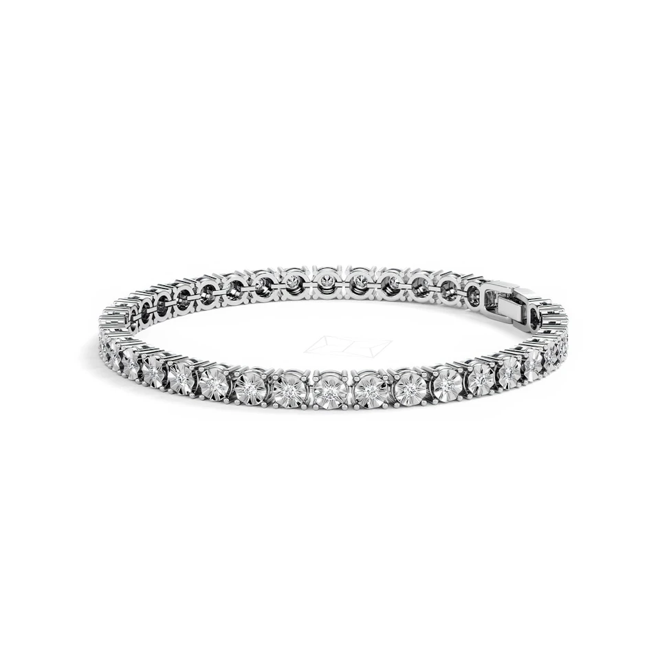 Mens Lab Diamond 1.00ct Tennis Bracelet in 925 Silver