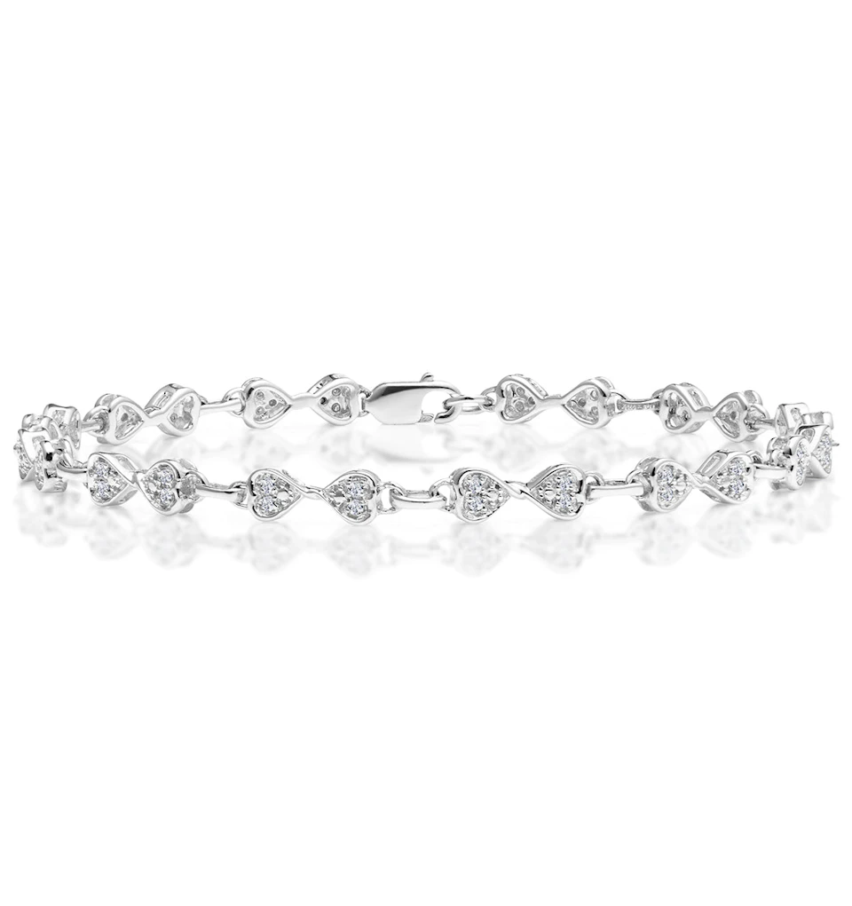 0.25ct Diamond Heart Bracelet Set In Silver