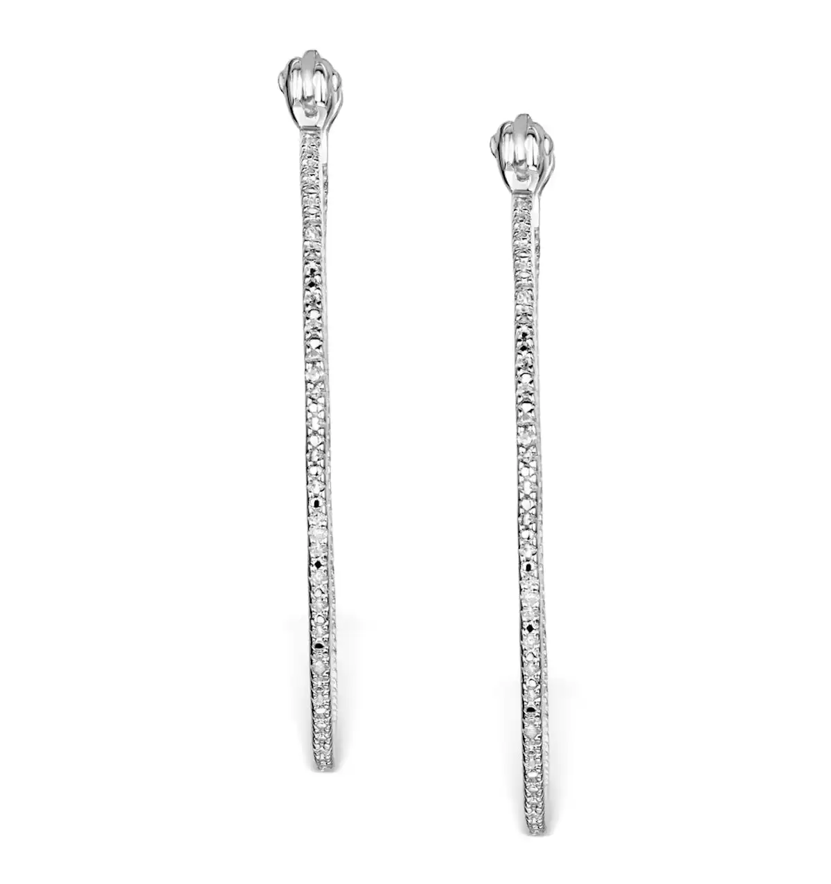 Diamond Hoop Earrings 35mm in Sterling Silver - Ug3237