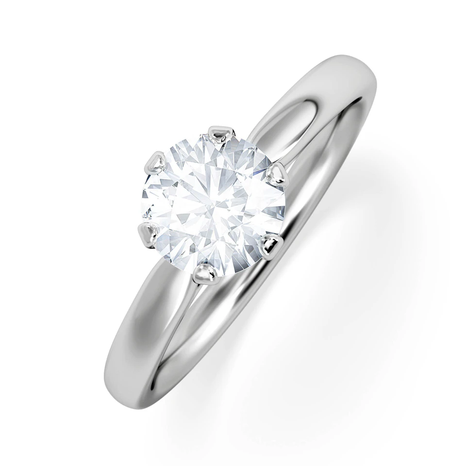 Certified 1.00CT Chloe Low 18K White Gold Engagement Ring G/SI2