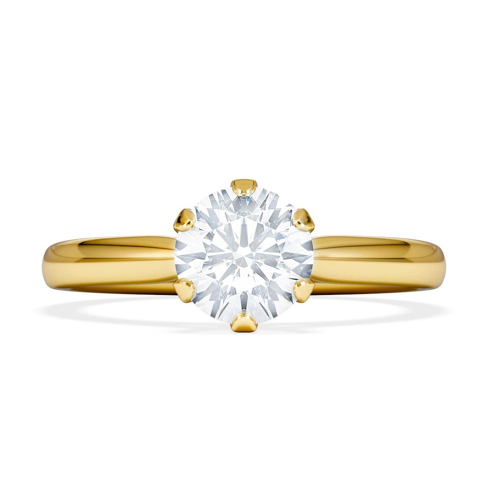 Certified 1.00CT Chloe Low 18K Gold Engagement Ring G/SI2