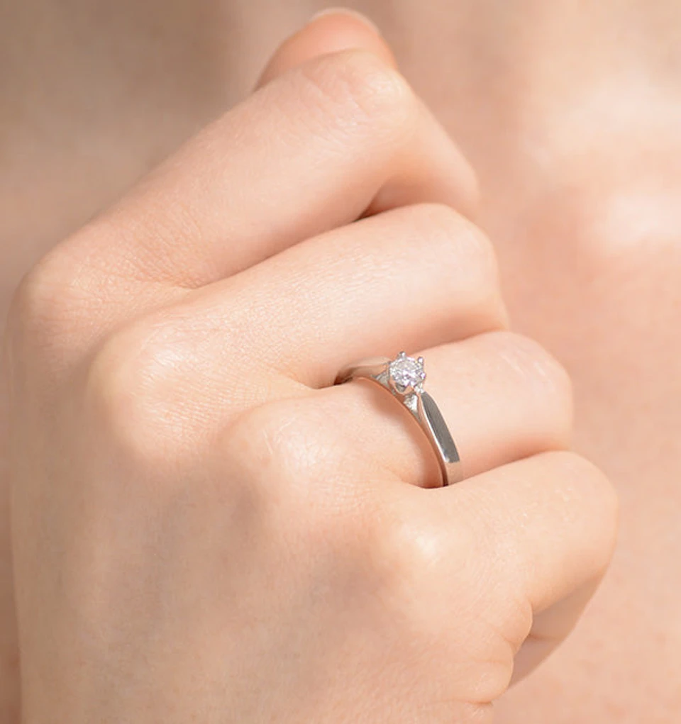 Low Set Chloe Lab Diamond Engagement Ring 0.25CT G/SI1 18K White Gold