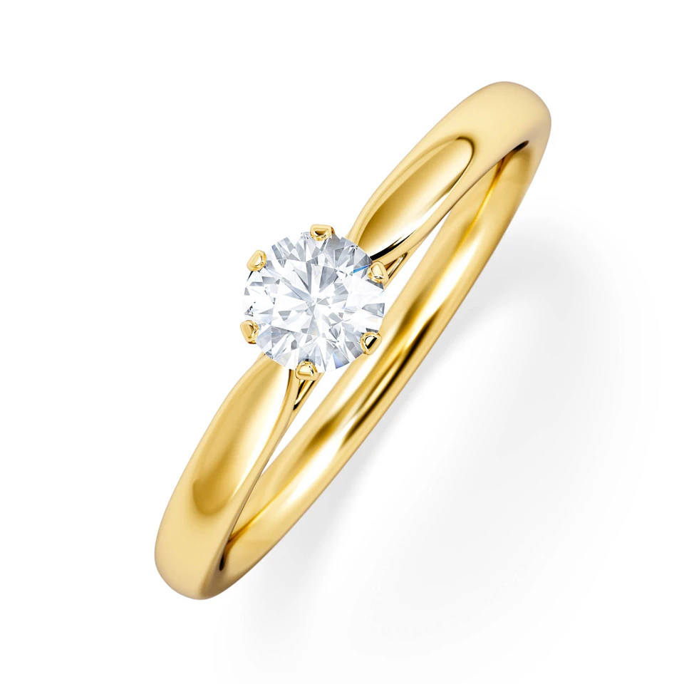 Certified Low Set Chloe 18K Gold Diamond Engagement Ring 0.33CT-F-G/VS