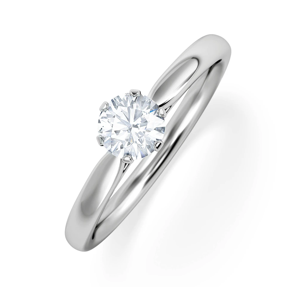 Certified 0.50CT Chloe Low 18K White Gold Engagement Ring G/VS