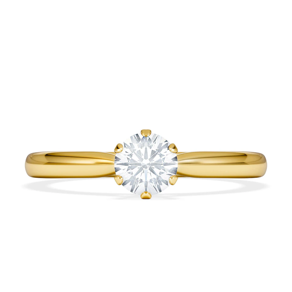 Certified 0.50CT Chloe Low 18K Gold Engagement Ring G/SI2