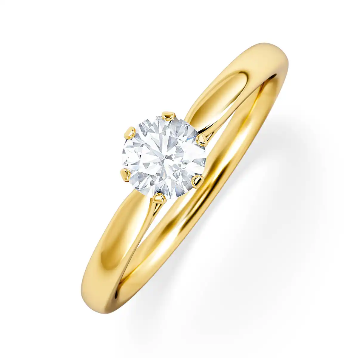 Certified 0.50CT Chloe Low 18K Gold Engagement Ring E/VS2