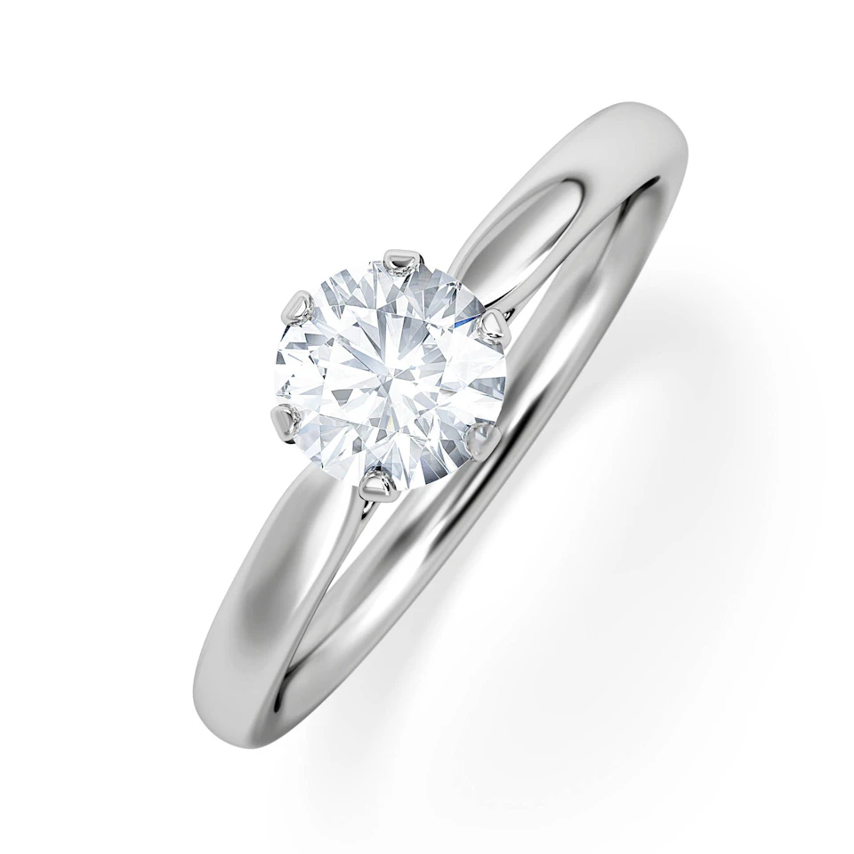 Certified 0.70CT Chloe Low 18K White Gold Engagement Ring G/SI2