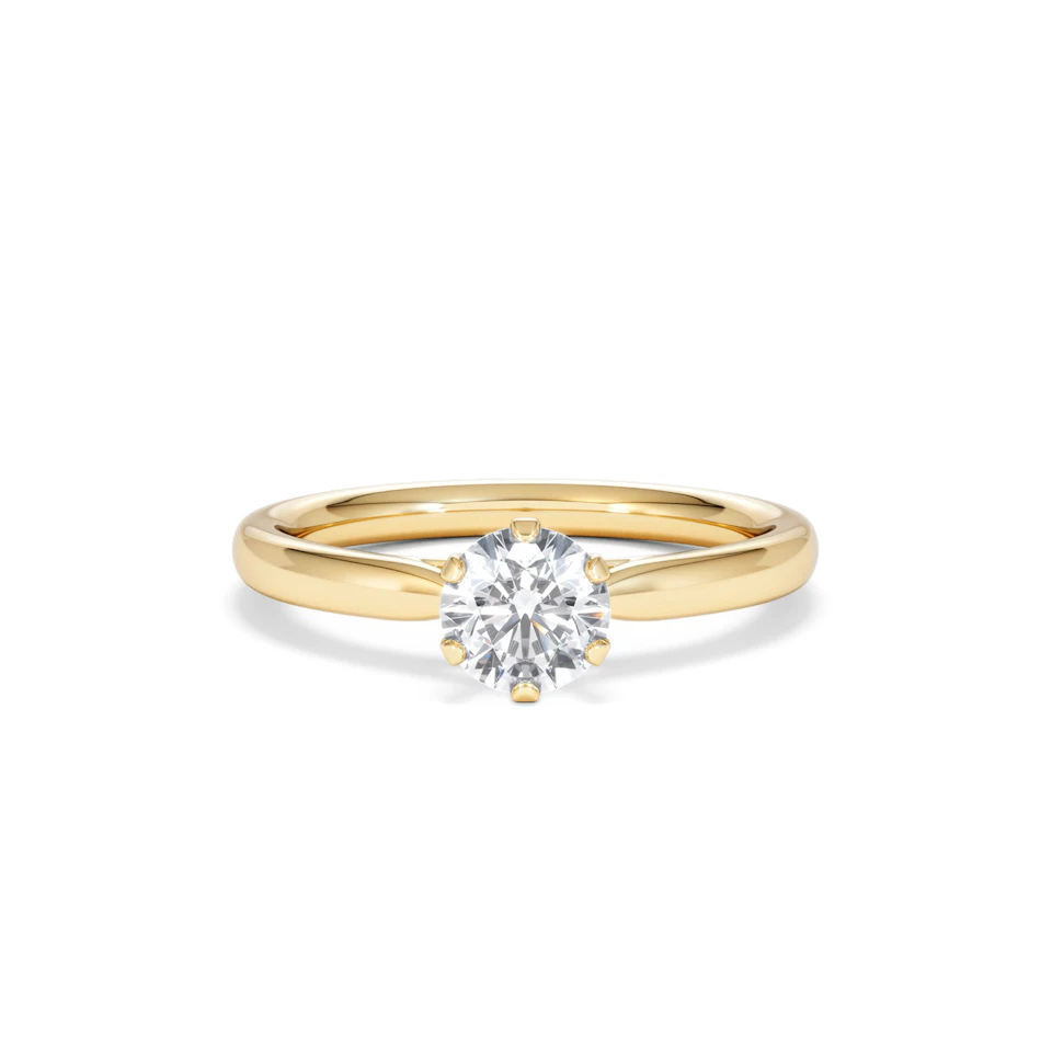 Certified 0.70CT Chloe Low 18K Gold Engagement Ring G/VS