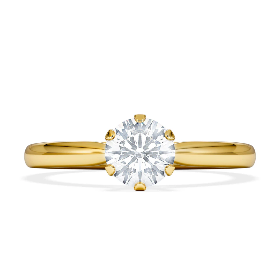 Certified 0.70CT Chloe Low 18K Gold Engagement Ring G/VS