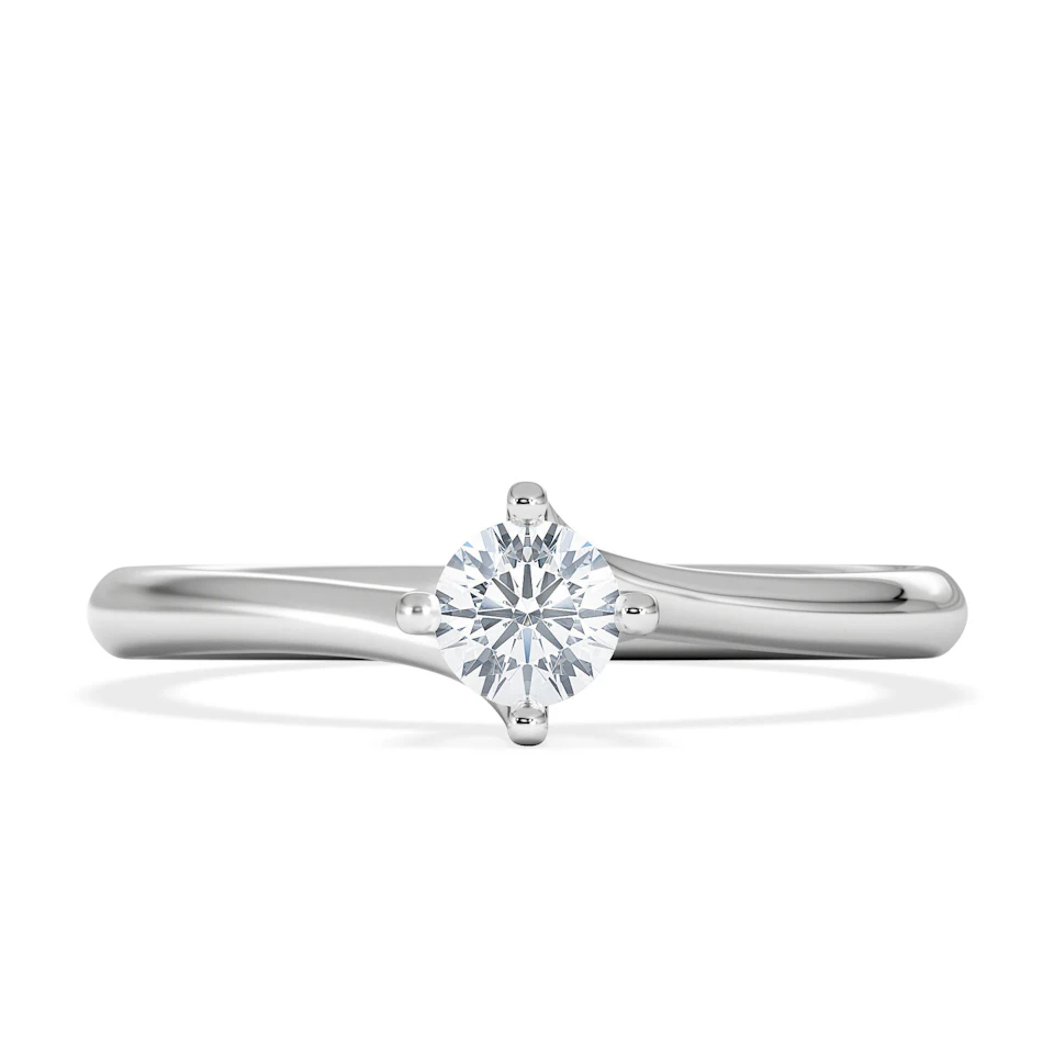 Certified Lily 18K White Gold Diamond Engagement Ring 0.25CT-G-H/SI