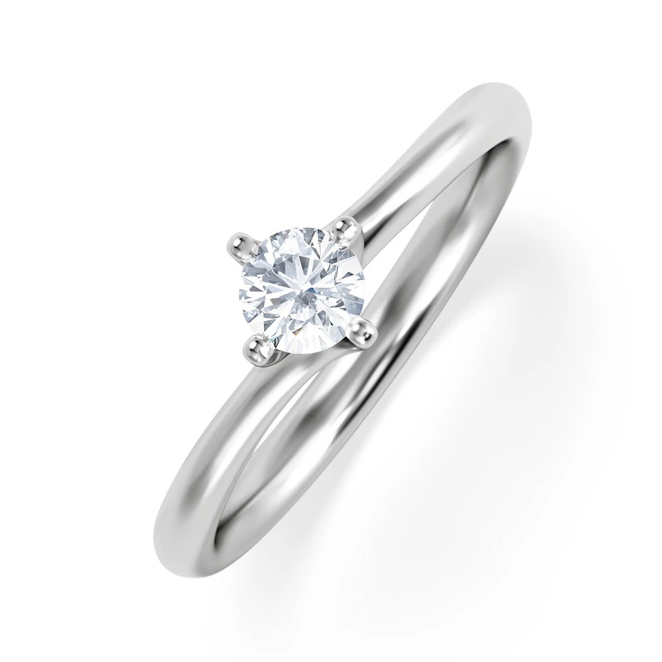 Certified Lily 18K White Gold Diamond Engagement Ring 0.25CT-G-H/SI