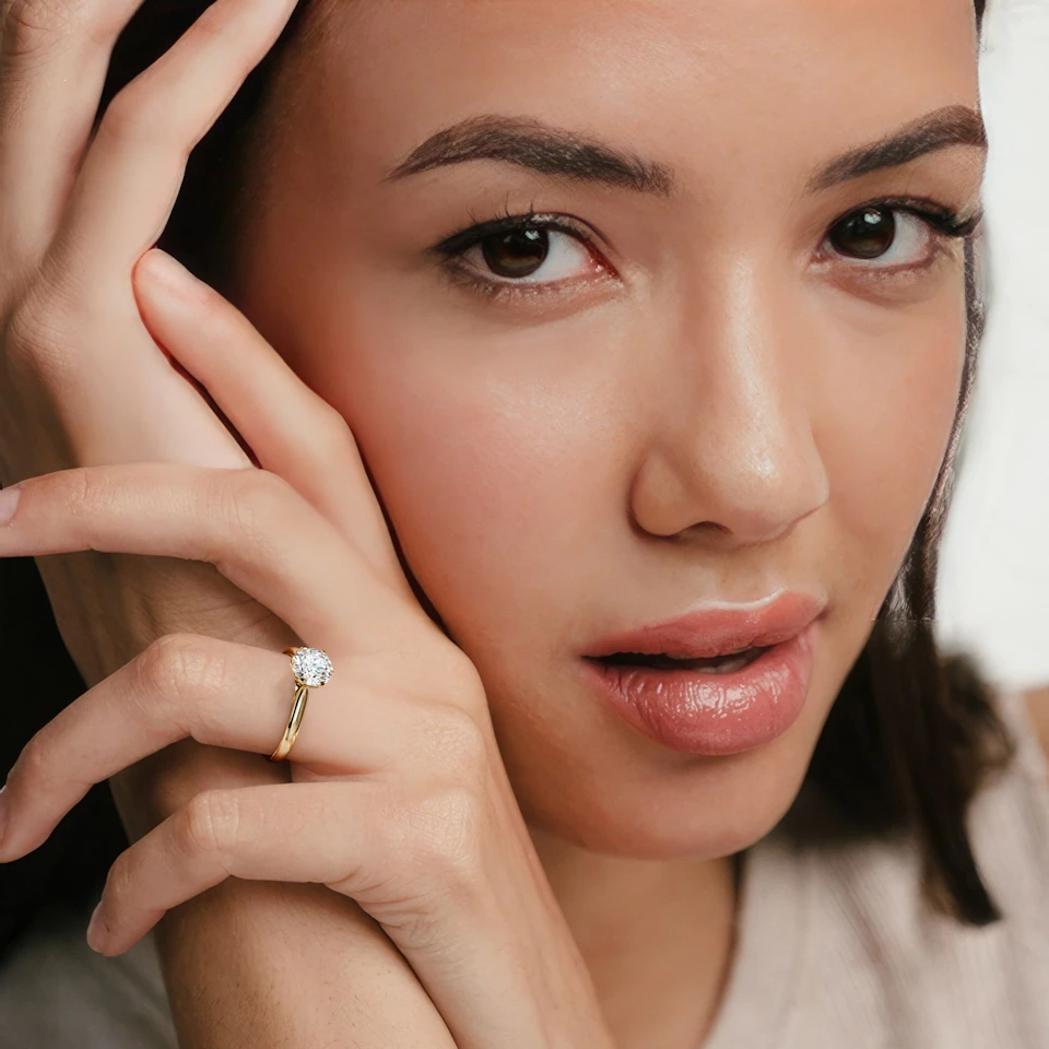 1.50 Carat Diamond Engagement Ring High Set Chloe Lab F/VS1 18K Gold