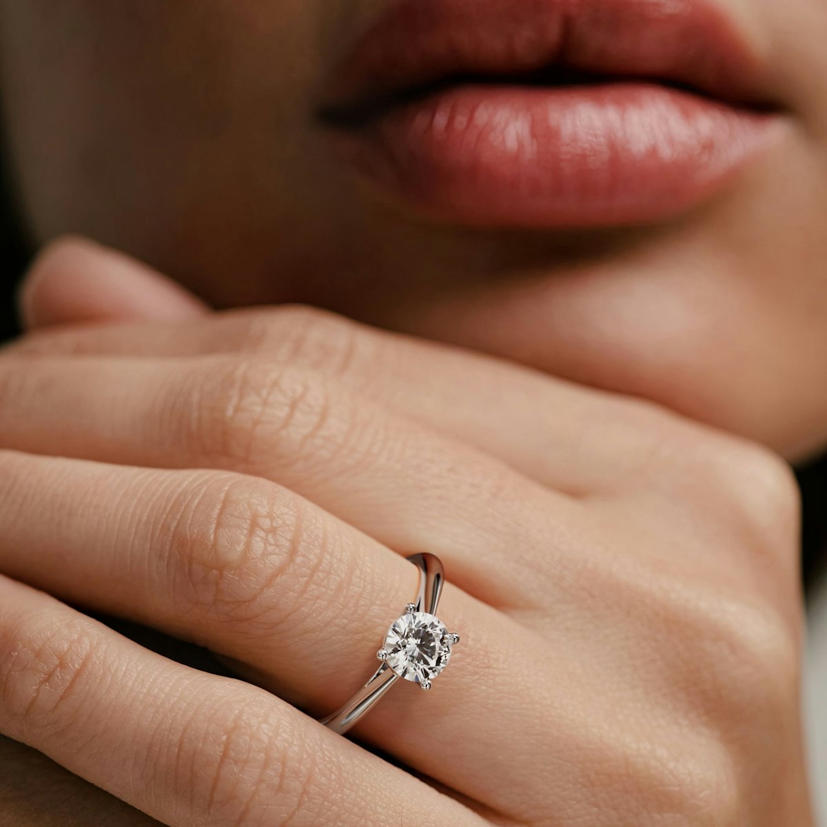 1 Carat Diamond Engagement Ring Elysia Lab FVS1 18K White Gold