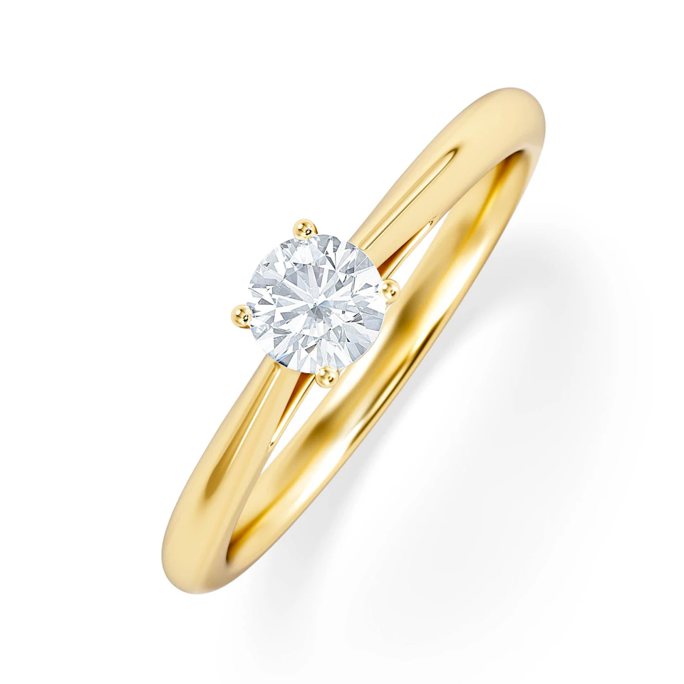 Engagement Ring Certified Elysia 18K Gold Diamond 0.33CT-G-H/SI