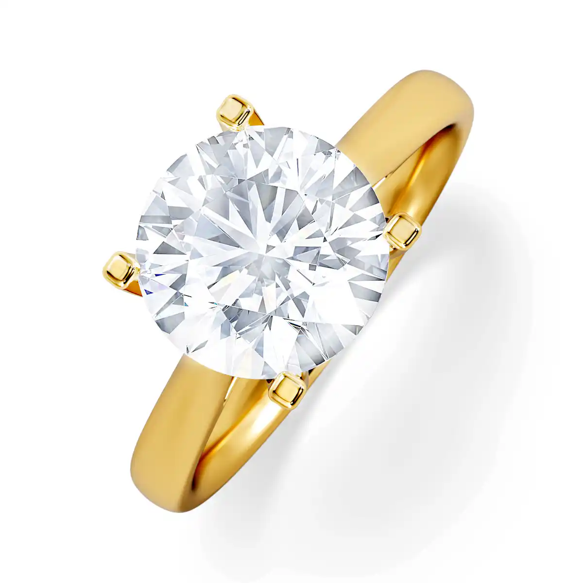 Grace 3.00ct Lab Diamond Round Cut Engagement Ring in 18K Yellow Gold G/VS1