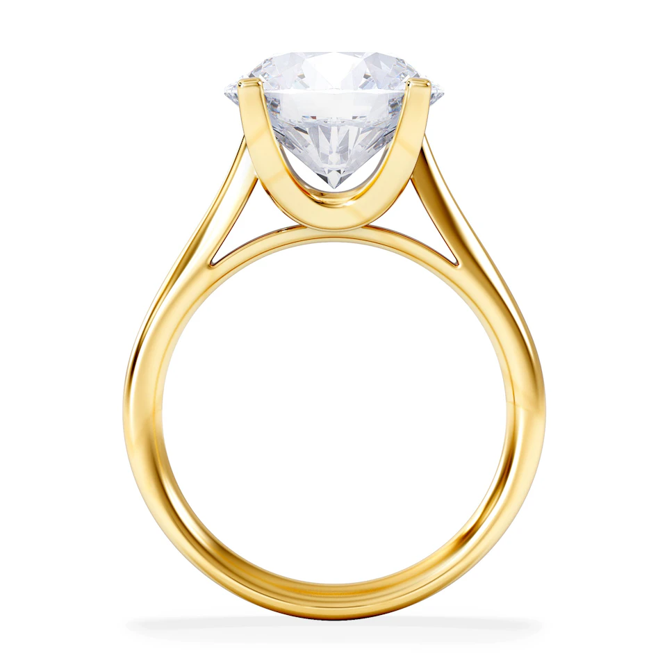 Grace 5.00ct Lab Diamond Round Cut Engagement Ring in 18K Yellow Gold G/VS1