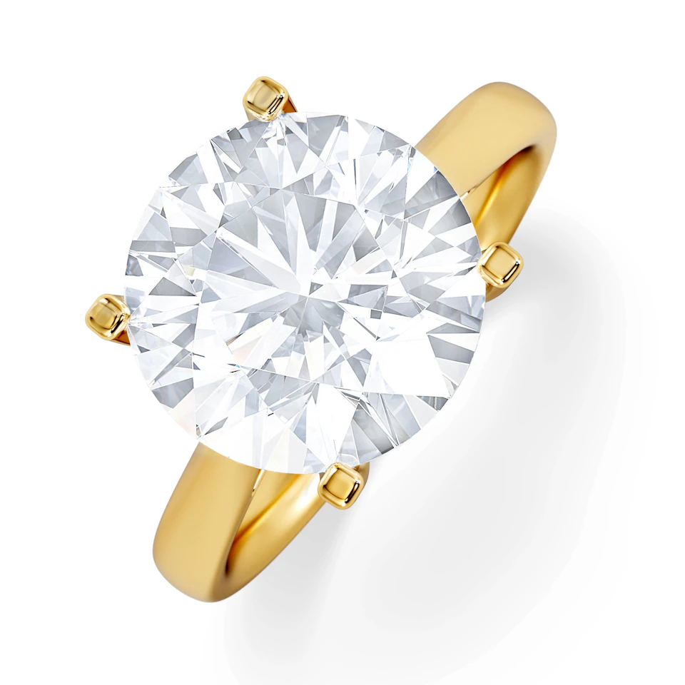 Grace 5.00ct Lab Diamond Round Cut Engagement Ring in 18K Yellow Gold G/VS1