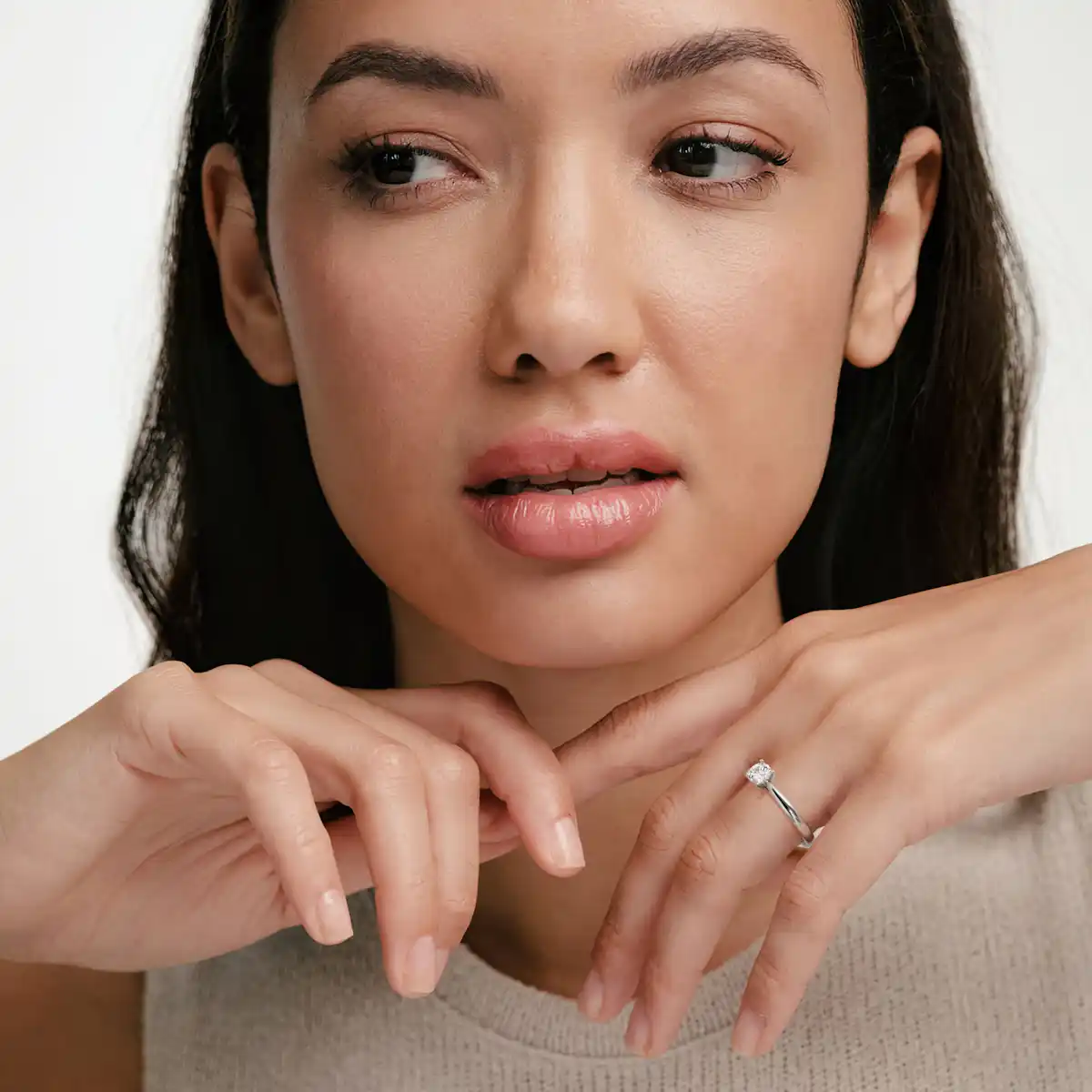 Certified 0.50CT Grace Platinum Engagement Ring G/VS