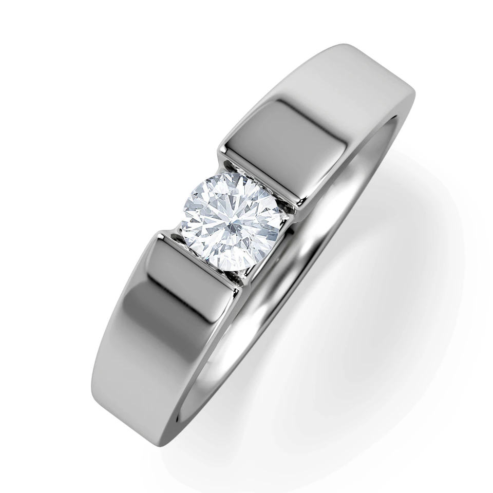 Certified Jessica 18K White Gold Diamond Engagement Ring 0.33CT-F-G/VS