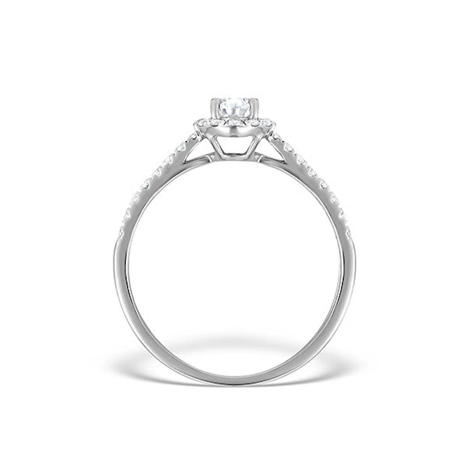 Halo Engagement Ring Ella 0.81ct VS Pear Shape Diamond 18K White Gold