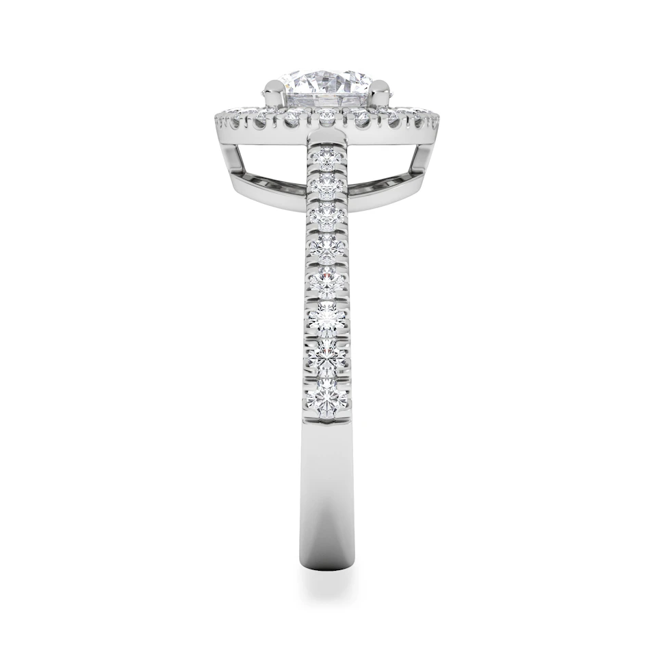 Ella Halo Lab Diamond Engagement Ring IGI 1.30ct F/VS1 18K White Gold
