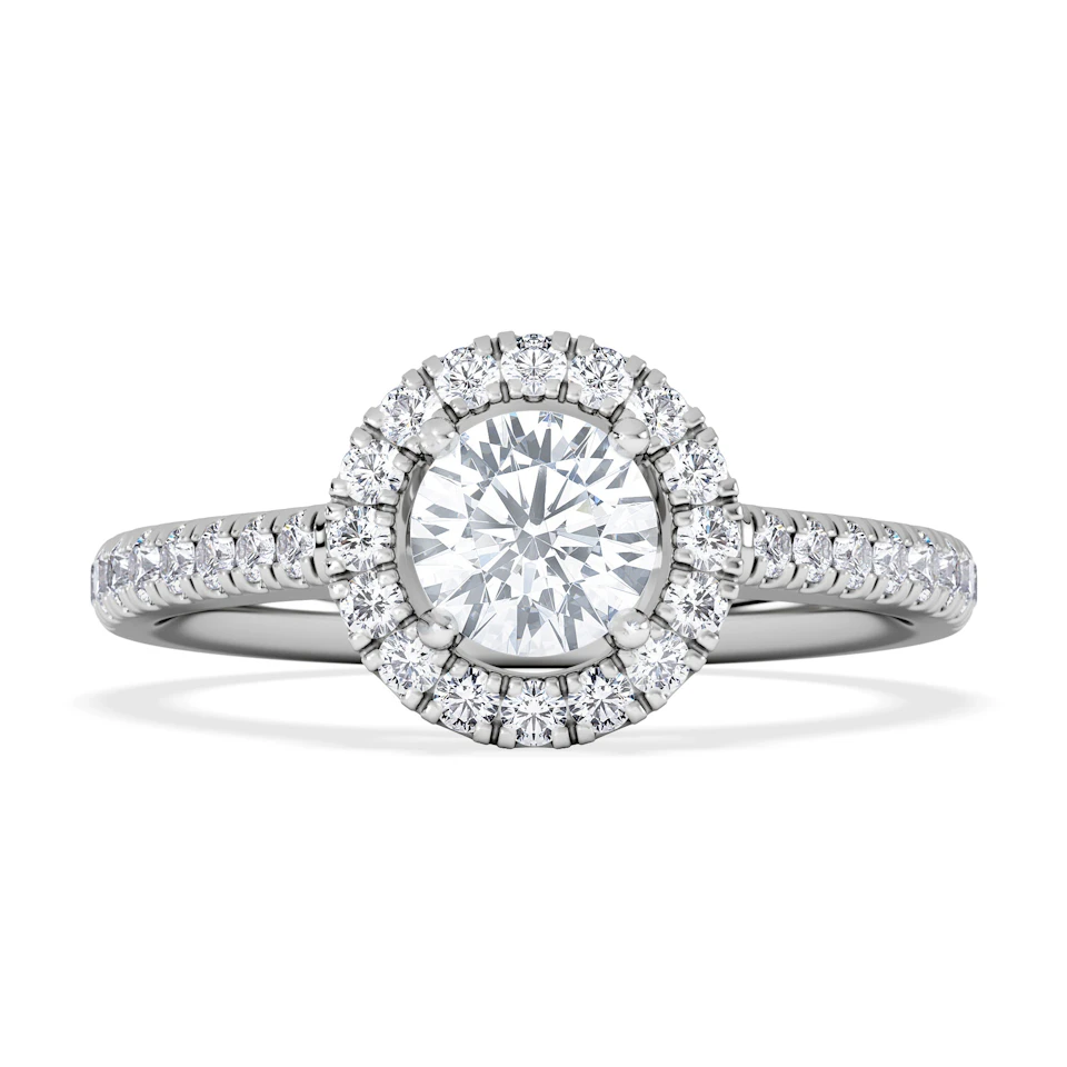 Ella Halo Lab Diamond Engagement Ring 0.86ct F/VS1 in Platinum
