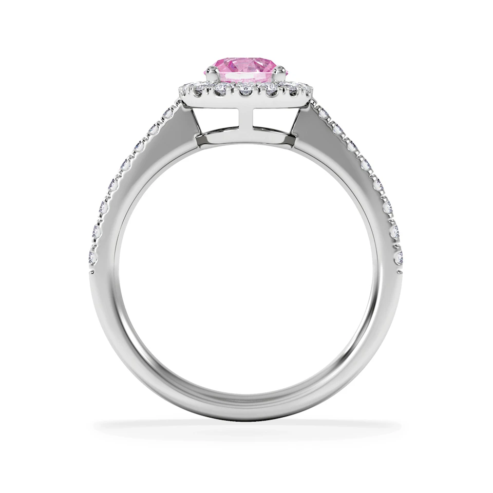 Halo 18K White Gold Diamond and Pink Sapphire Ring 0.36ct