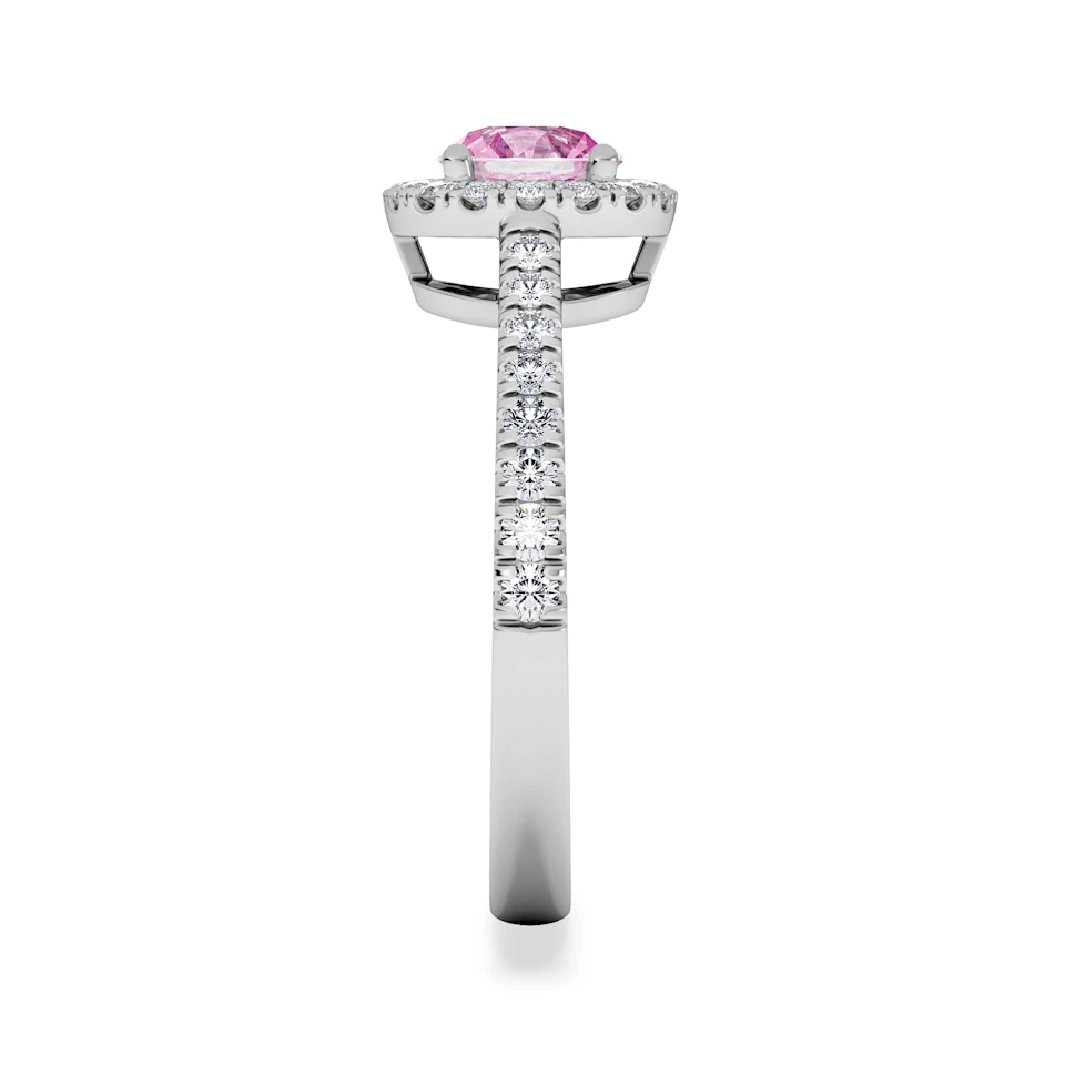Halo 18K White Gold Diamond and Pink Sapphire Ring 0.36ct