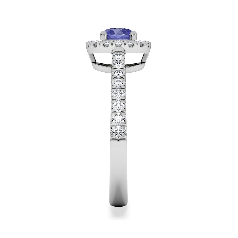 Halo Tanzanite 8.7mm And 0.36ct Diamond 18K White Gold Ring