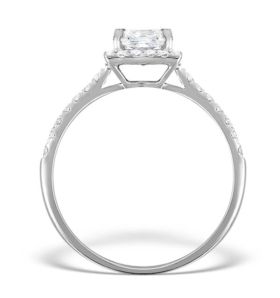 Halo Engagement Ring Ella 0.82ct G/Vs Princess Diamond 18K White Gold