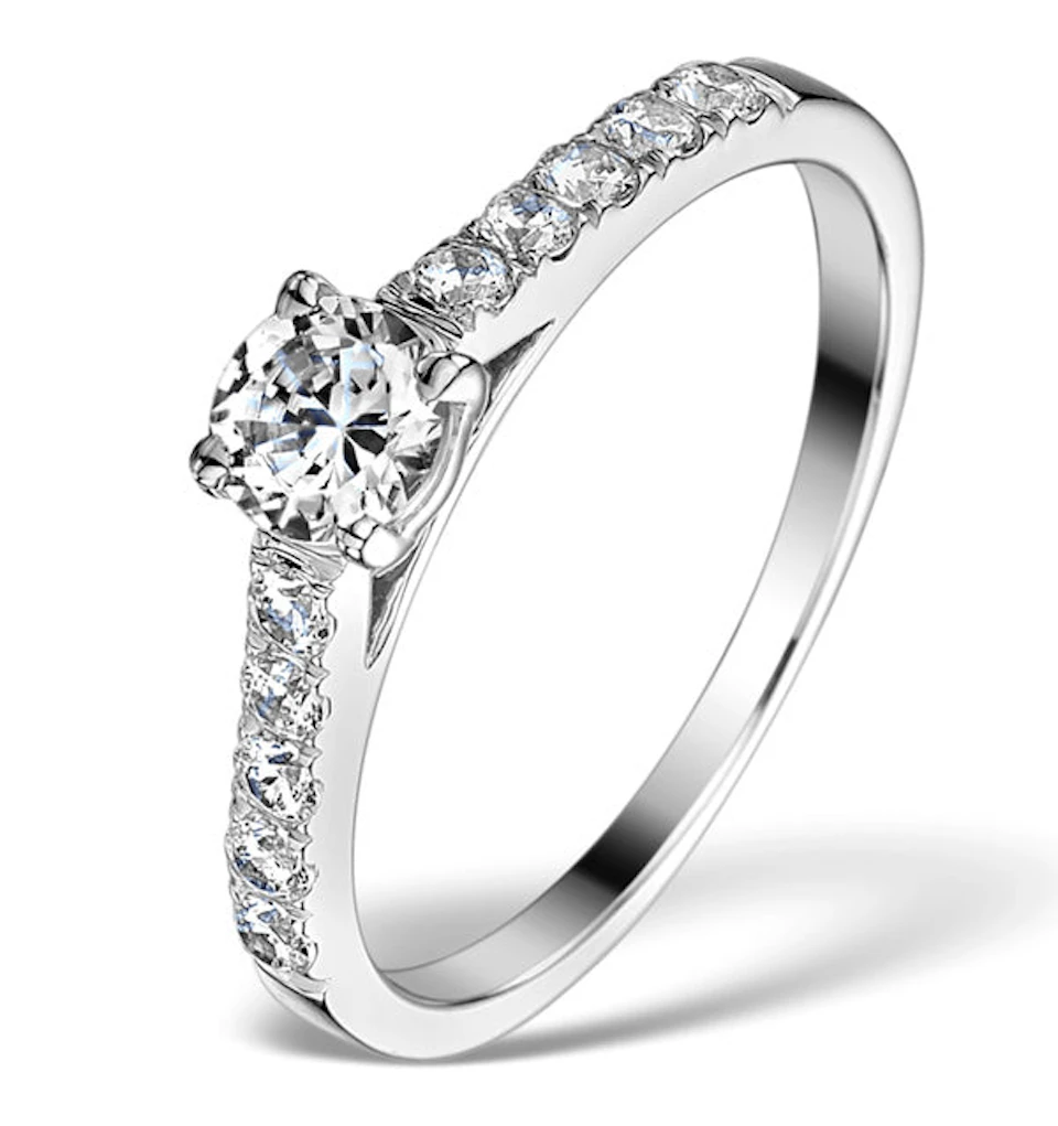 Sidestone Lab Diamond Ring Adelle 0.85ct G/Vs1 18K White Gold