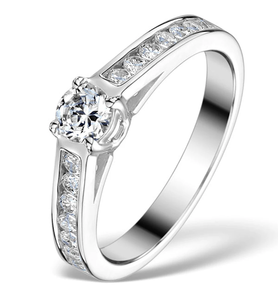 Sidestone Engagement Ring Alexa 0.95ct G/SI2 Diamond 18K White Gold
