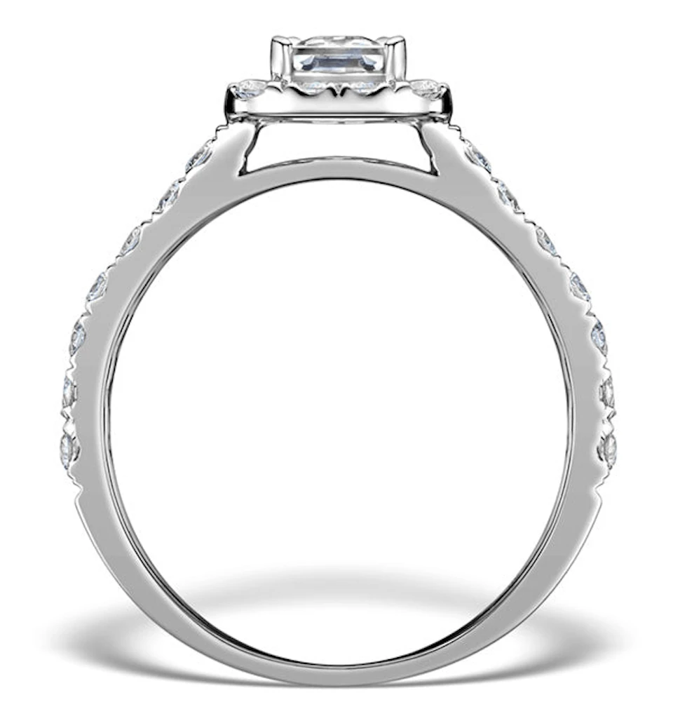 Halo Engagement Ring Aria 1.30ct SI2 Princess Diamond 18K White Gold