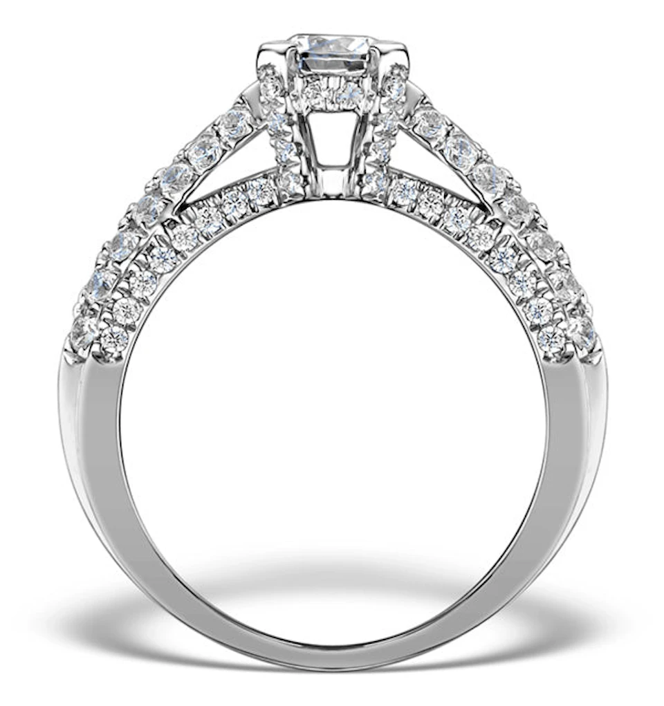 Sidestone Lab Diamond Ring Nova 1.20ct F/VS1 Pave 18KW Gold