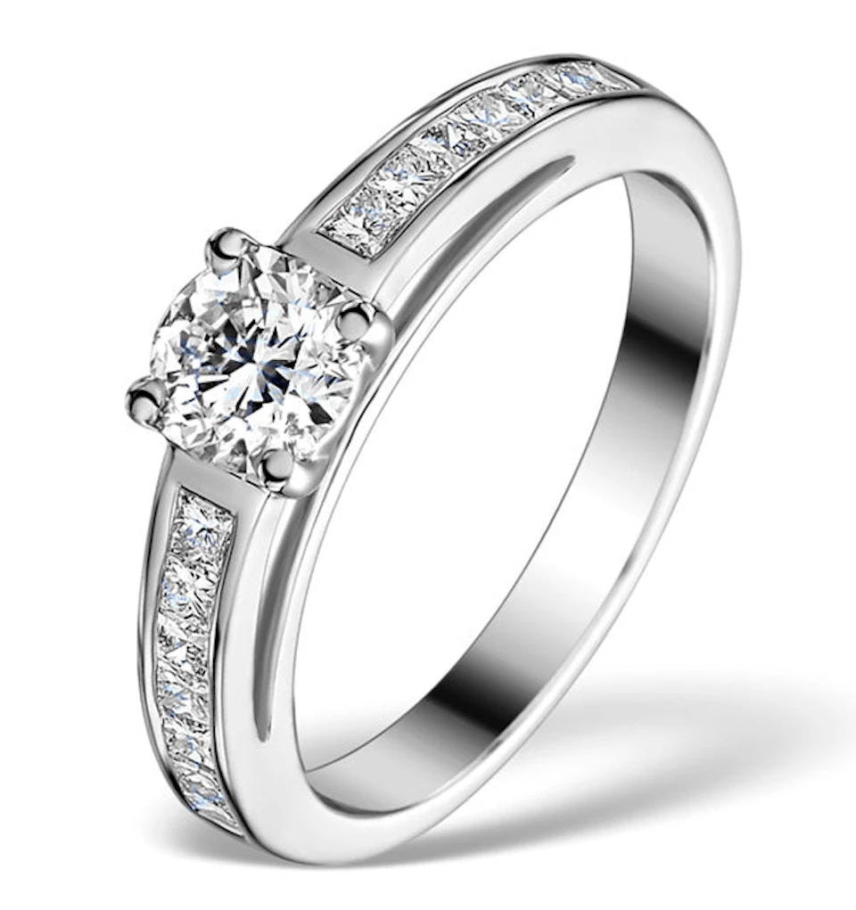 Sidestone Lab Diamond Ring Eleri 0.90ct G/Vs1 Princess Platinum