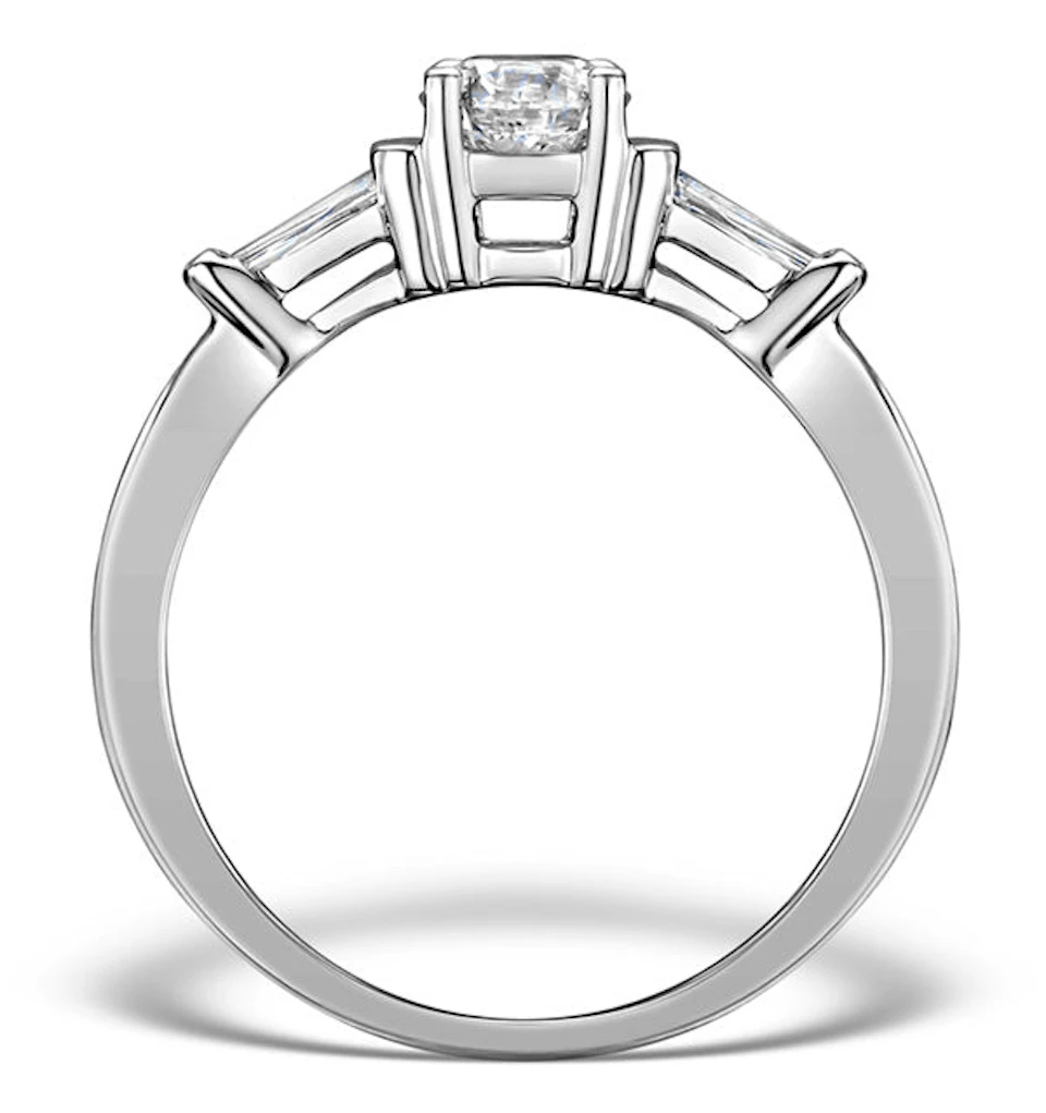 Sidestone Engagement Ring Vana 0.80ct SI2 Baguette Diamonds 18KW Gold