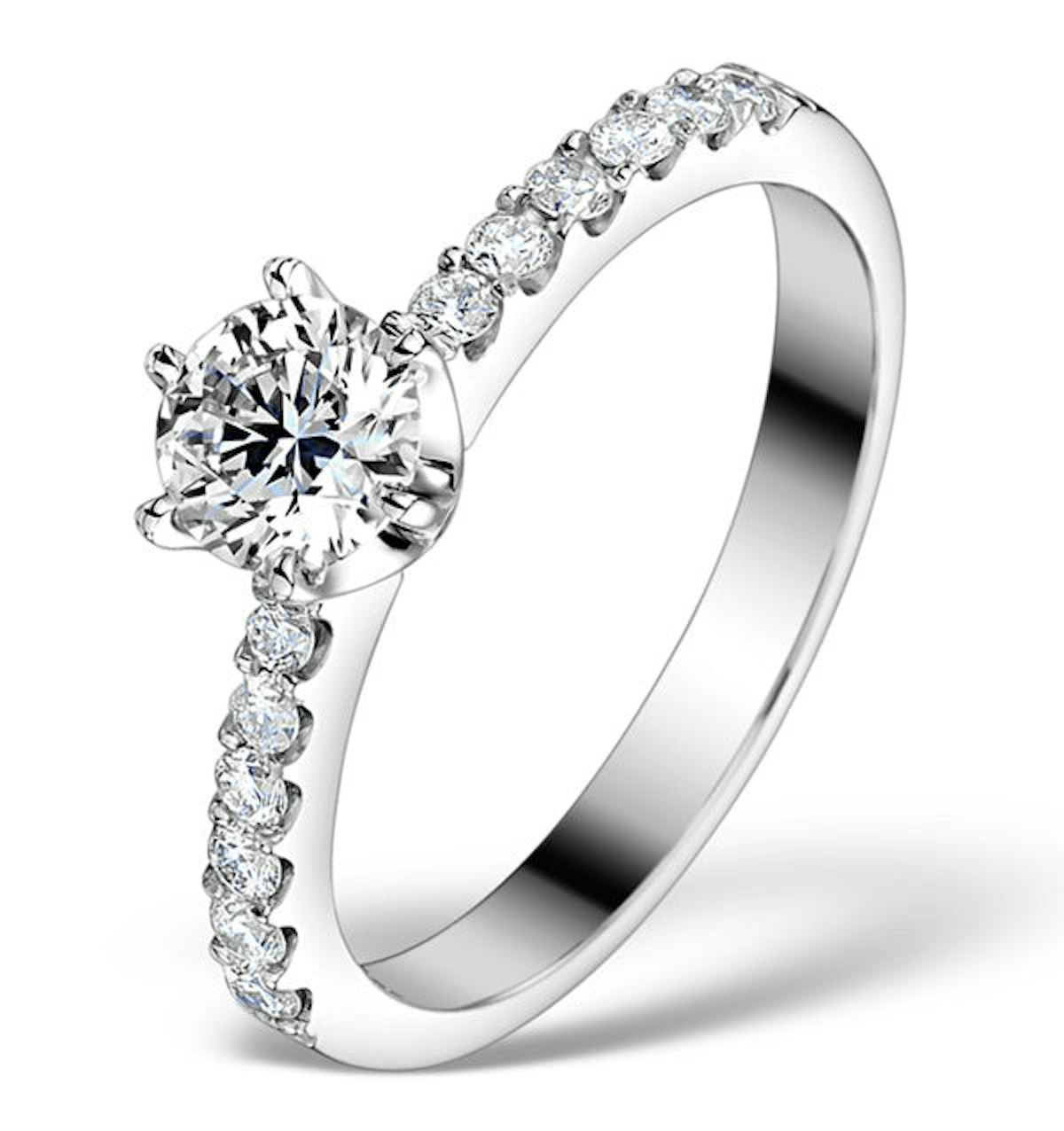 Sidestone Engagement Ring Talia 0.85ct G/SI2 Diamonds 18k White Gold