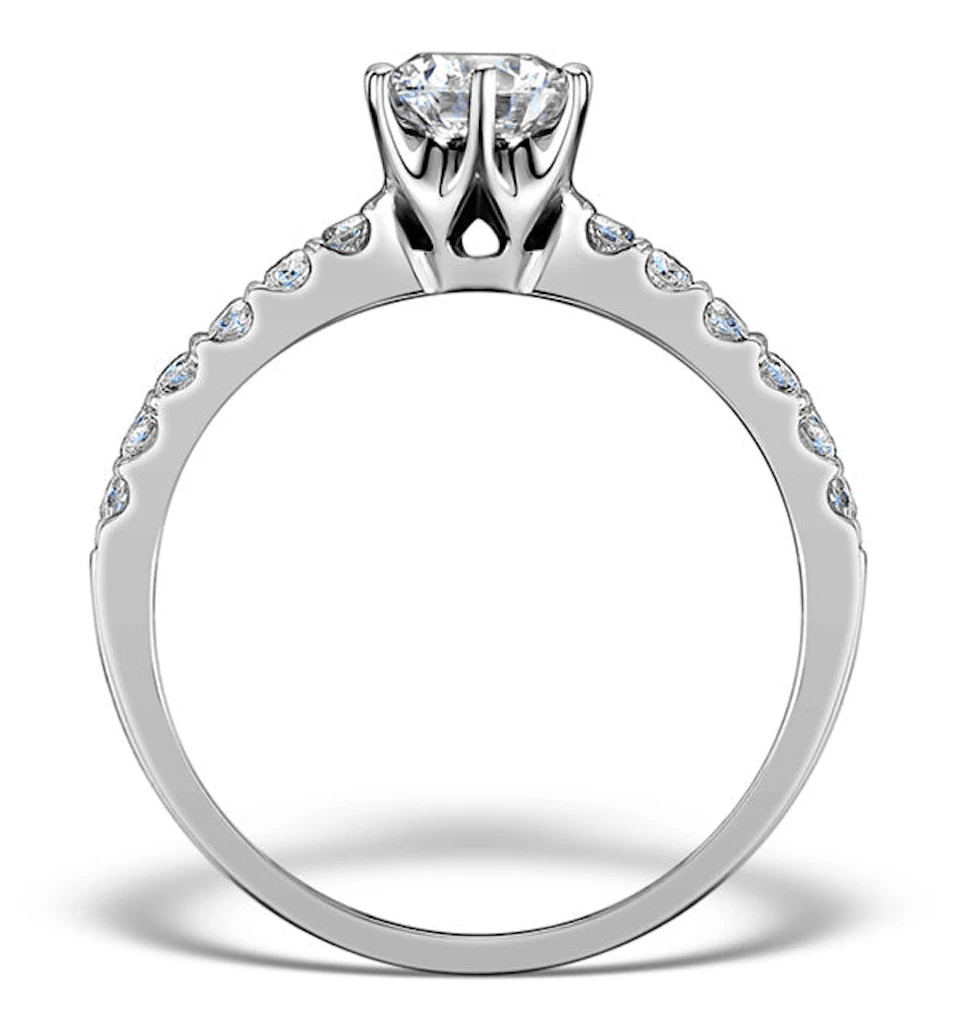 Sidestone Engagement Ring Talia 0.85ct G/SI1 Diamonds 18k White Gold
