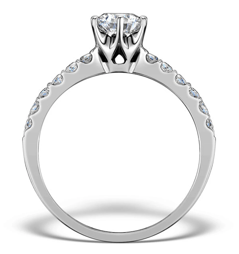 Sidestone Engagement Ring Talia 0.85ct G/VS Diamonds 18K White Gold