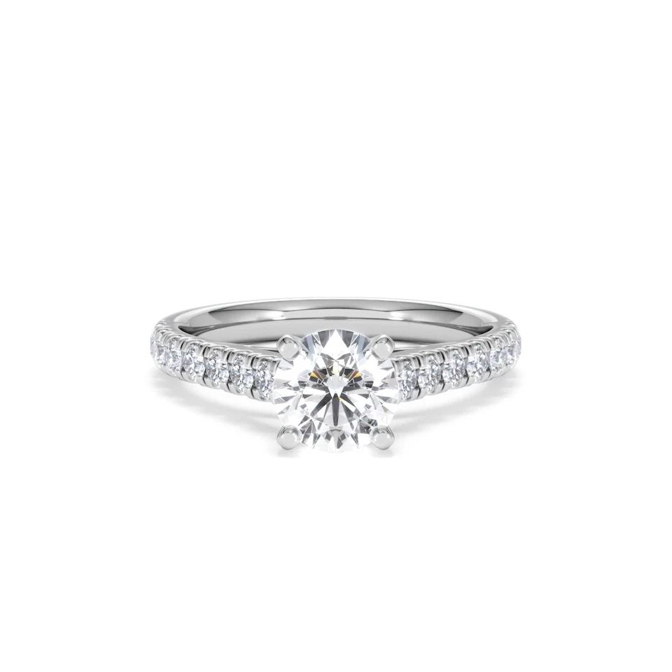 Natalia Lab Diamond Engagement Side Stone Ring Platinum 1.50CT F/VS1