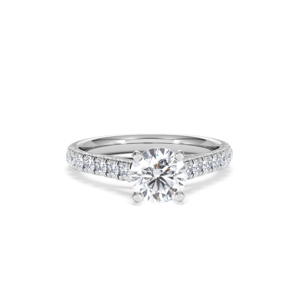 Natalia Lab Diamond Engagement Side Stone Ring Platinum 1.50CT F/VS1