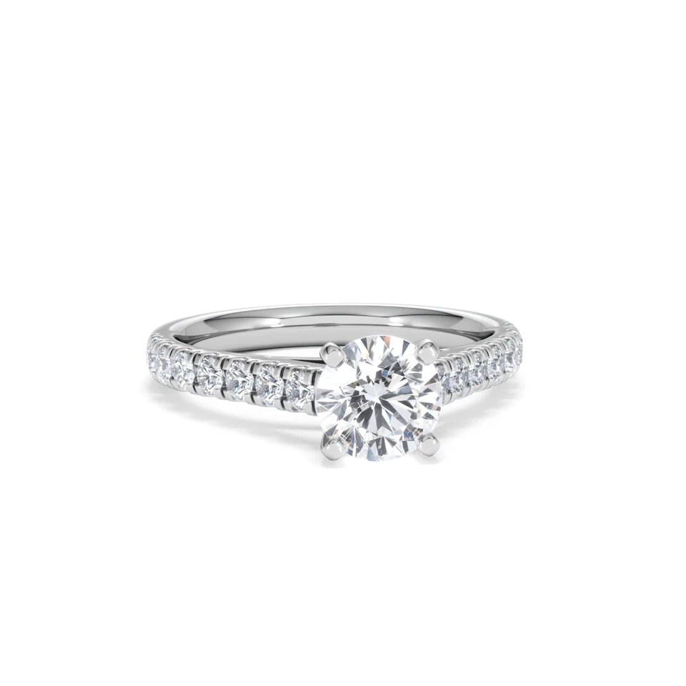 Natalia Lab Diamond Engagement Side Stone Ring 18KW Gold 1.50CT F/VS1