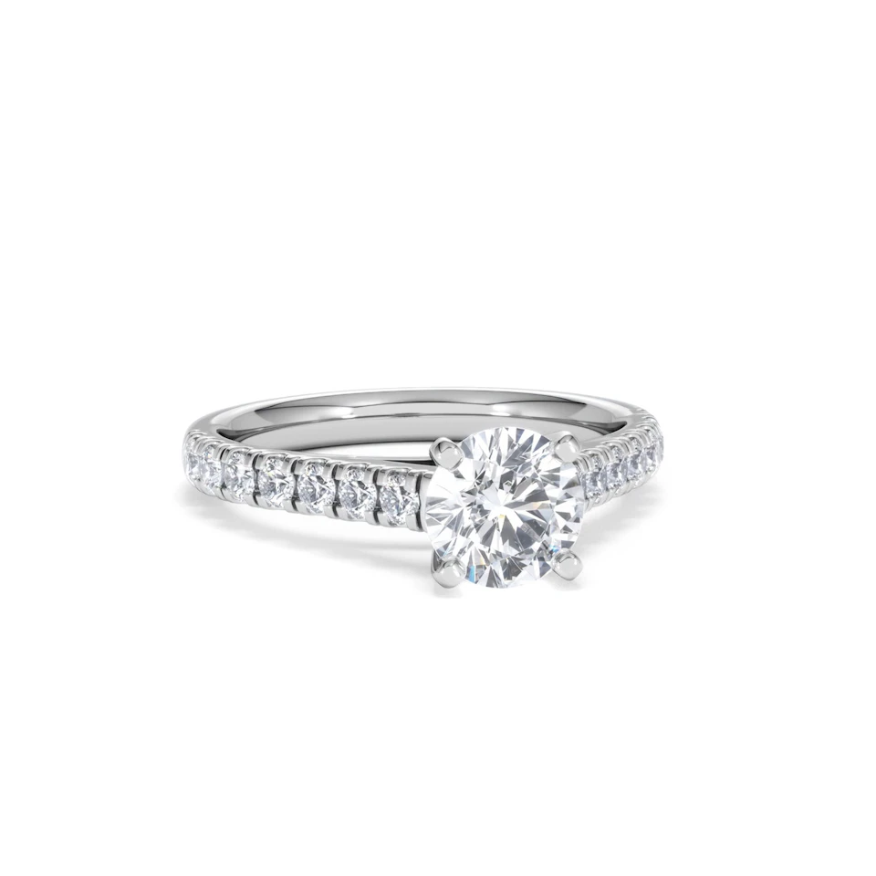 Natalia Lab Diamond Engagement Side Stone Ring 18KW Gold 1.50CT F/VS1