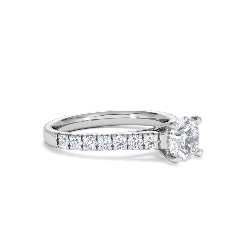 Natalia Lab Diamond Engagement Side Stone Ring Platinum 1.50CT F/VS1